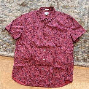 J. Crew Red Floral Short Sleeve Shirt